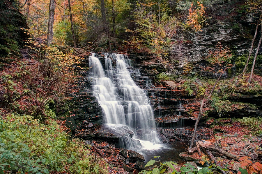 Damp Autumn Afternoon At Erie Falls Photograph by Gene Walls