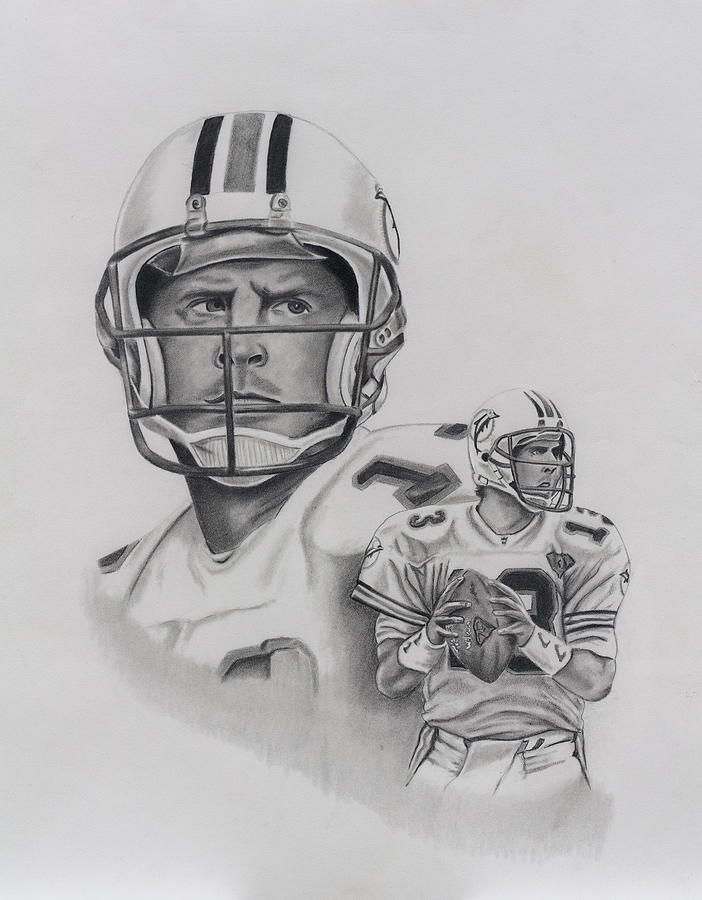 Dan Marino Drawing by Billy Burdette