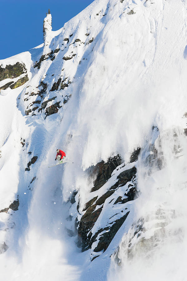 Dan Treadway Skiing Off Of A Steep Photograph by Adam Clark - Fine Art ...