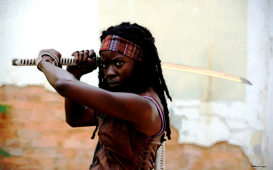 Danai Gurira Digital Art - Danai Gurira as Michonne @ The Walking Dead by Gabriel T Toro