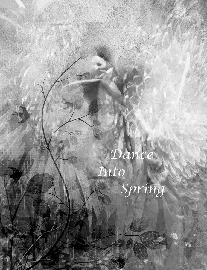 Dance Into Spring Black and White Digital Art by Georgiana Romanovna