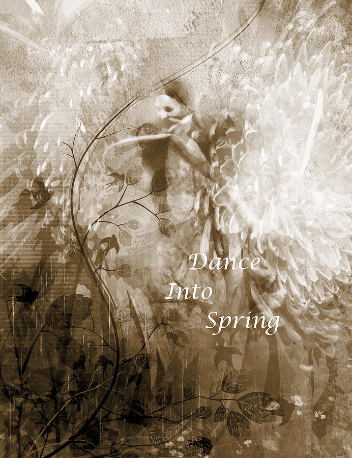 Spring Digital Art - Dance Into Spring Sepia by Georgiana Romanovna