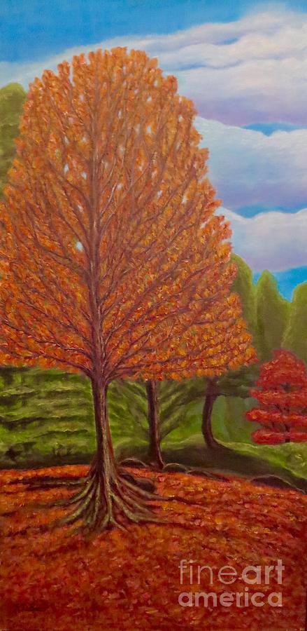 Dance of Autumn Gold With Blue Skies I Painting by Kimberlee Baxter
