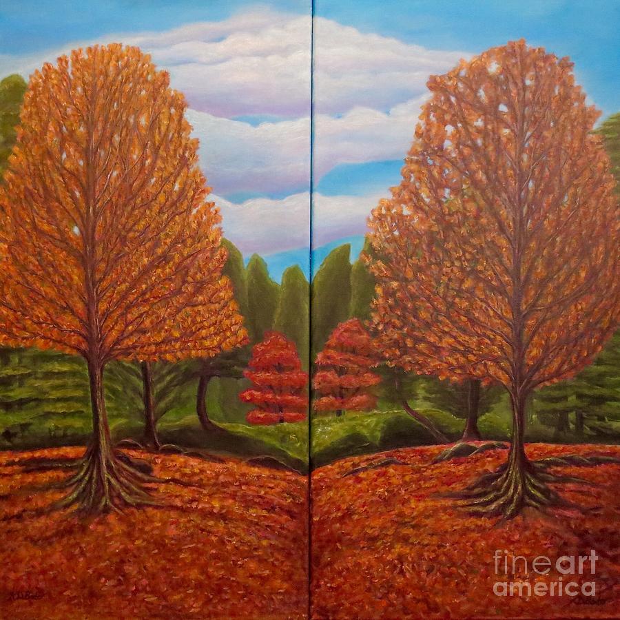 Dance of Autumn Gold with Blue Skies  Painting by Kimberlee Baxter
