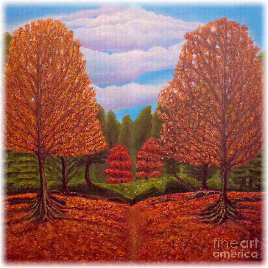 Dance of Autumn Gold with Blue Skies Revised Painting by Kimberlee Baxter