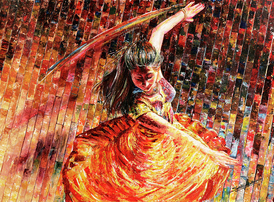 Dancer Painting - Dance of colors by Sethu Madhavan