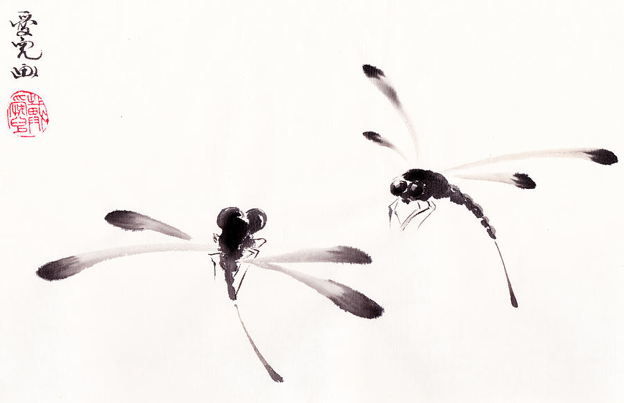Summer Painting - Dance of the Dragonflies by Oiyee At Oystudio