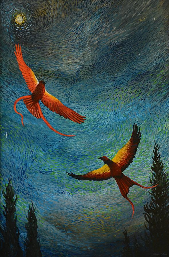 Dance of the Firebirds Painting by Charles Owens