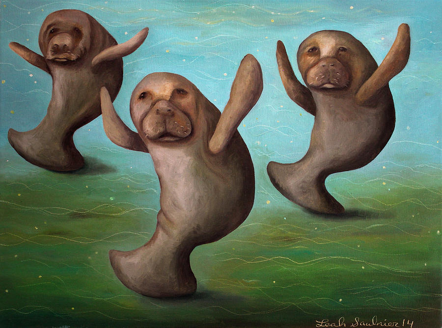 Dance Of The Manatees edit 2 Painting by Leah Saulnier The Painting Maniac