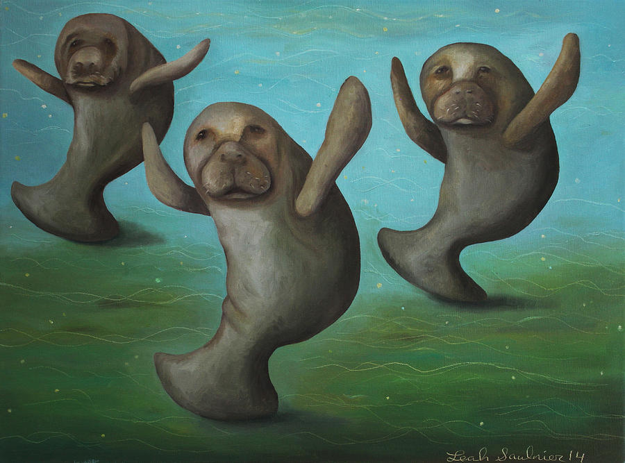 Dance Of The Manatees Painting by Leah Saulnier The Painting Maniac