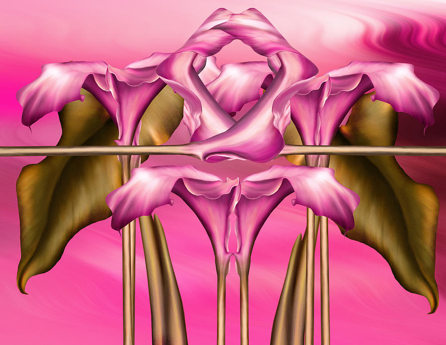 Fall Digital Art - Dance Of The Pink Calla Lilies III by Georgiana Romanovna