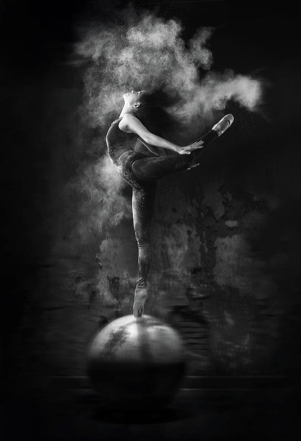 Black And White Photograph - Dance On Ball by Antonyus Bunjamin (abe)