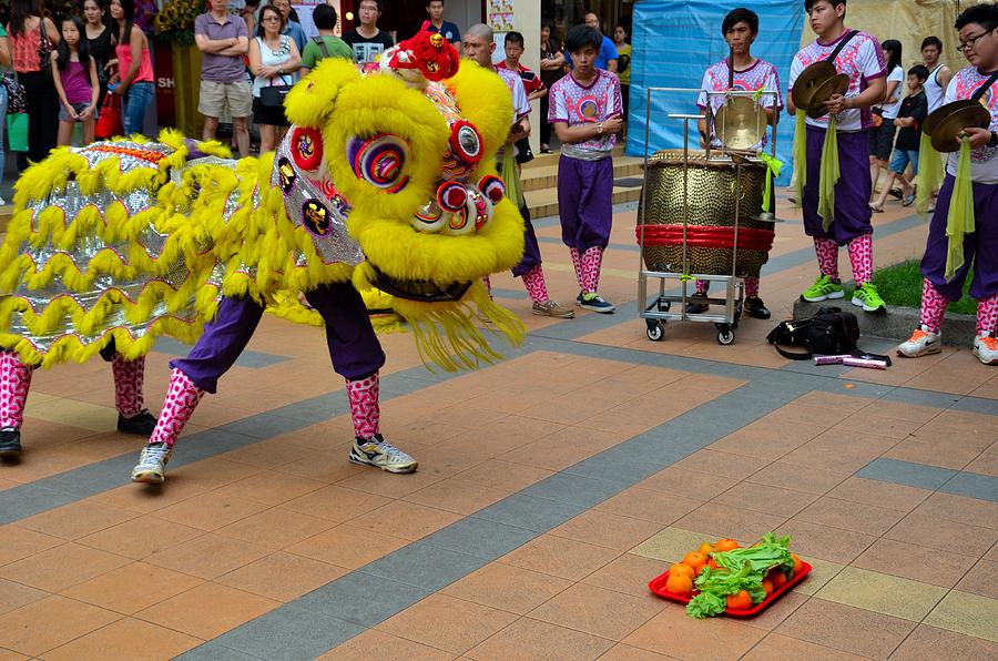 Dragon Photograph - Dance troupe performs Chinese lion dance Singapore by Imran Ahmed