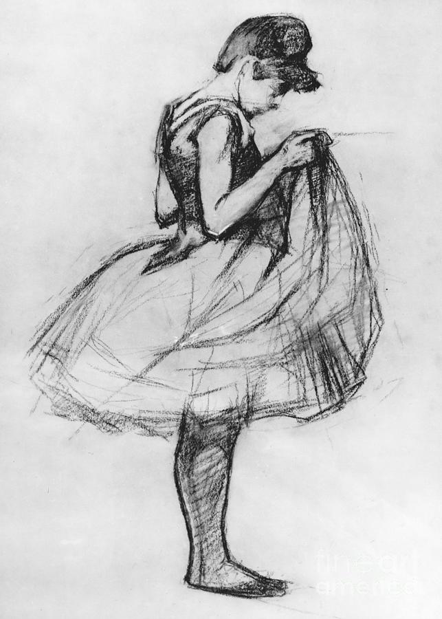 Dancer Adjusting her Costume and Hitching up Her Skirt Drawing by Henri de Toulouse-Lautrec