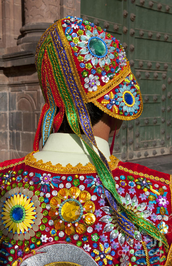 Dancer In Native Costume Peru Photograph by Bill Bachmann