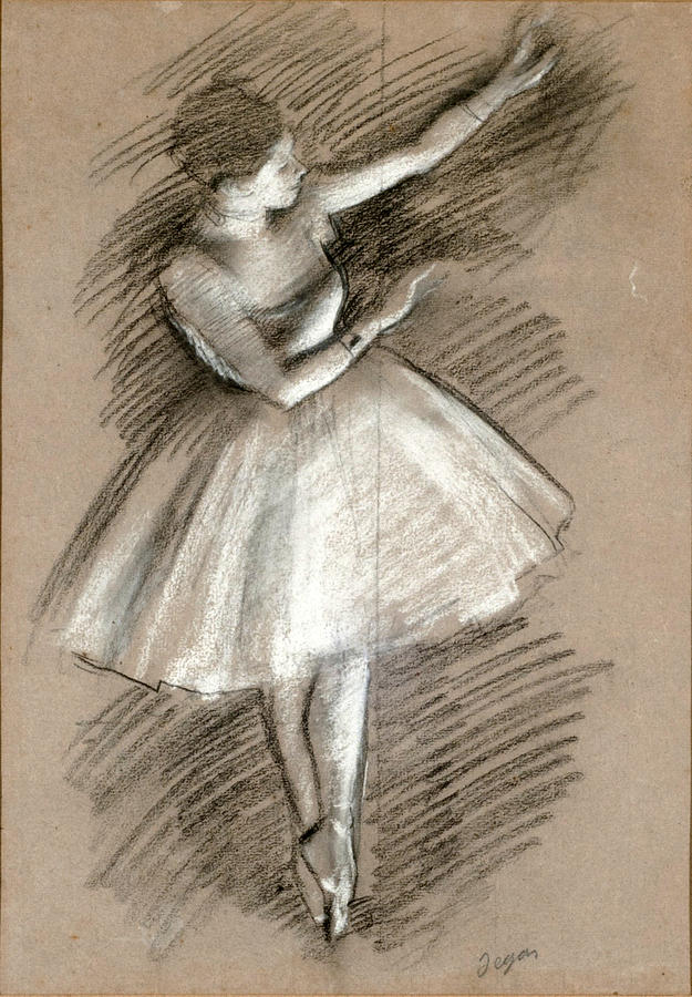 Dancer in White Drawing by Edgar Degas