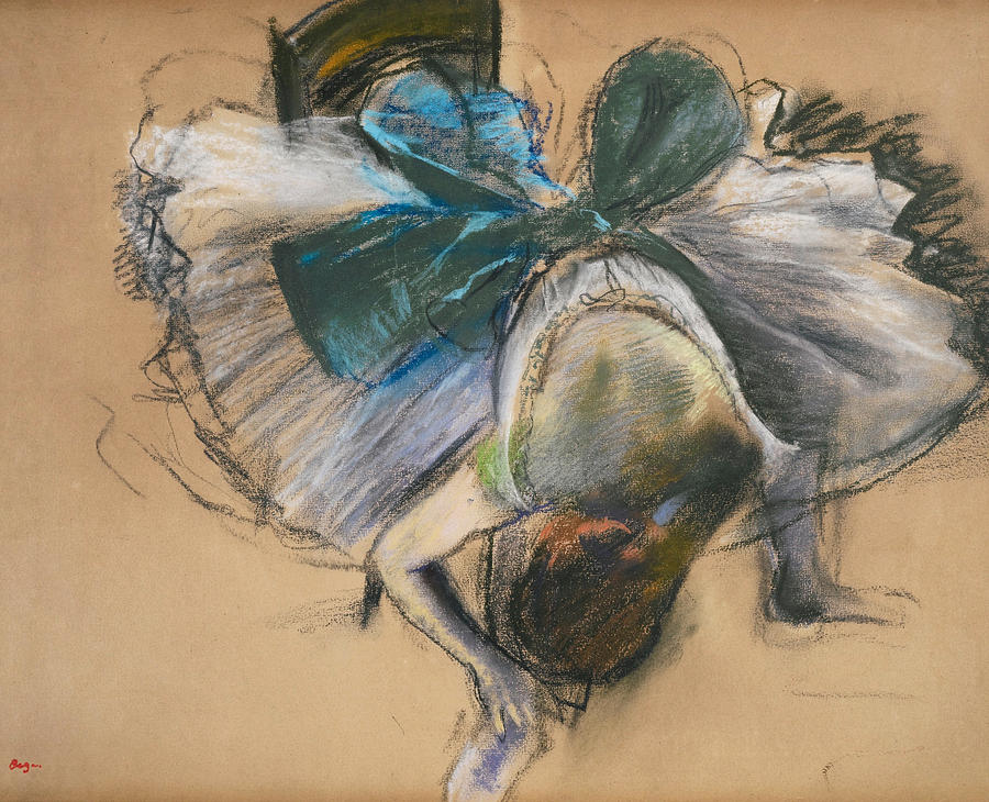Dancer readjusting her slipper Drawing by Edgar Degas