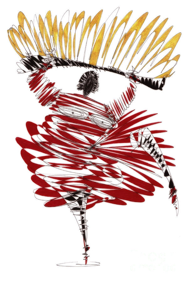 Abstract Drawing - Dancer #1 by Justyna Jaszke JBJart