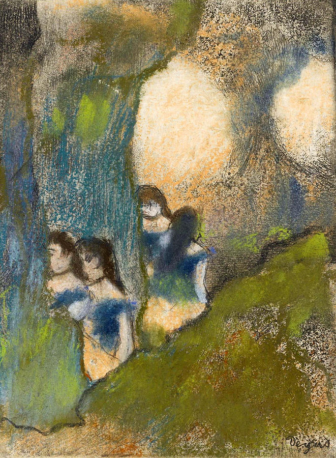Dancers behind the Scenes Painting by Edgar Degas