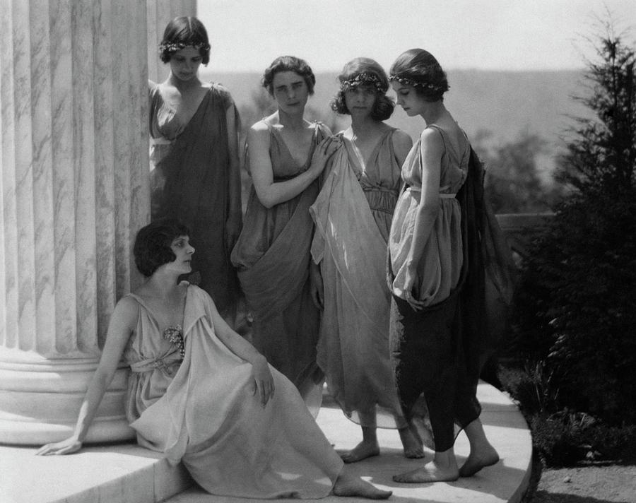 Dancers By A Column Photograph by Arnold Genthe