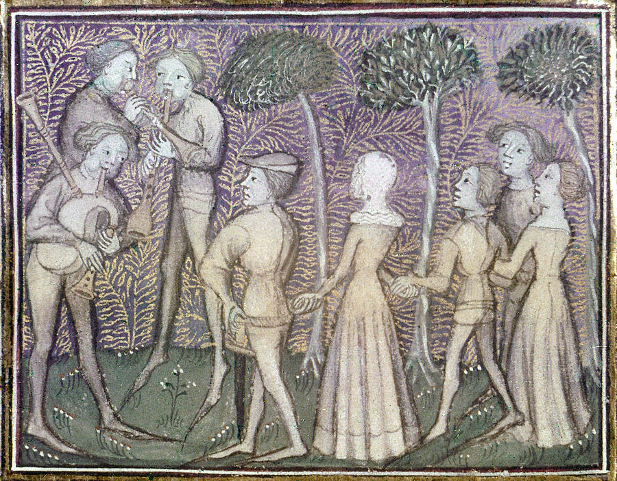 Dancers, C1380 Painting by Granger