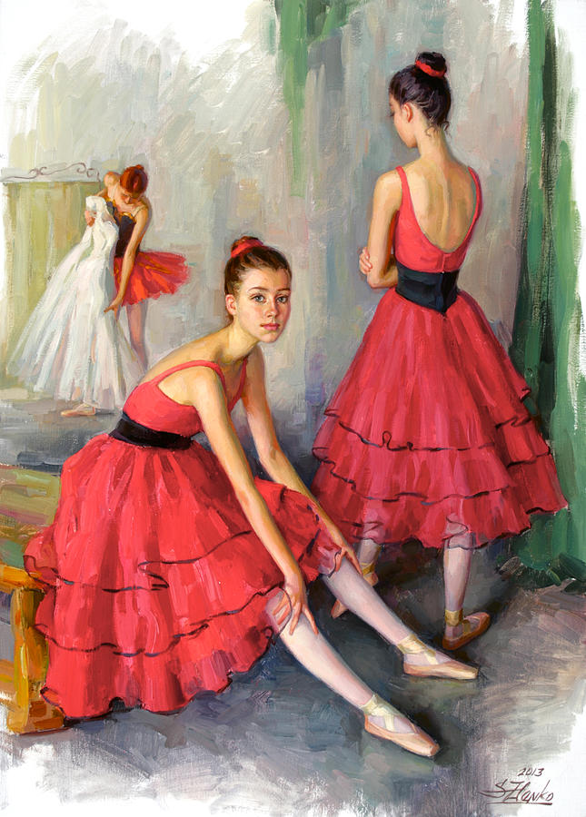 Dancers in red Painting by Serguei Zlenko
