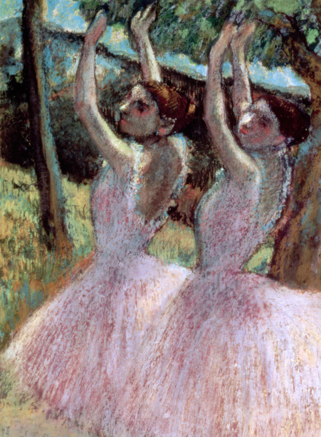 Edgar Degas Painting - Dancers in violet dresses by Edgar Degas