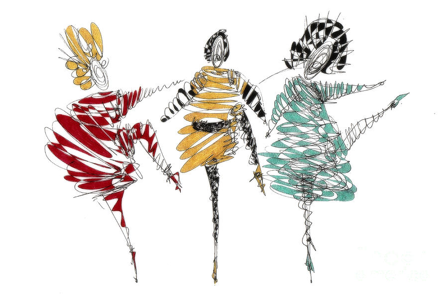 Dancers Drawing by Justyna Jaszke JBJart