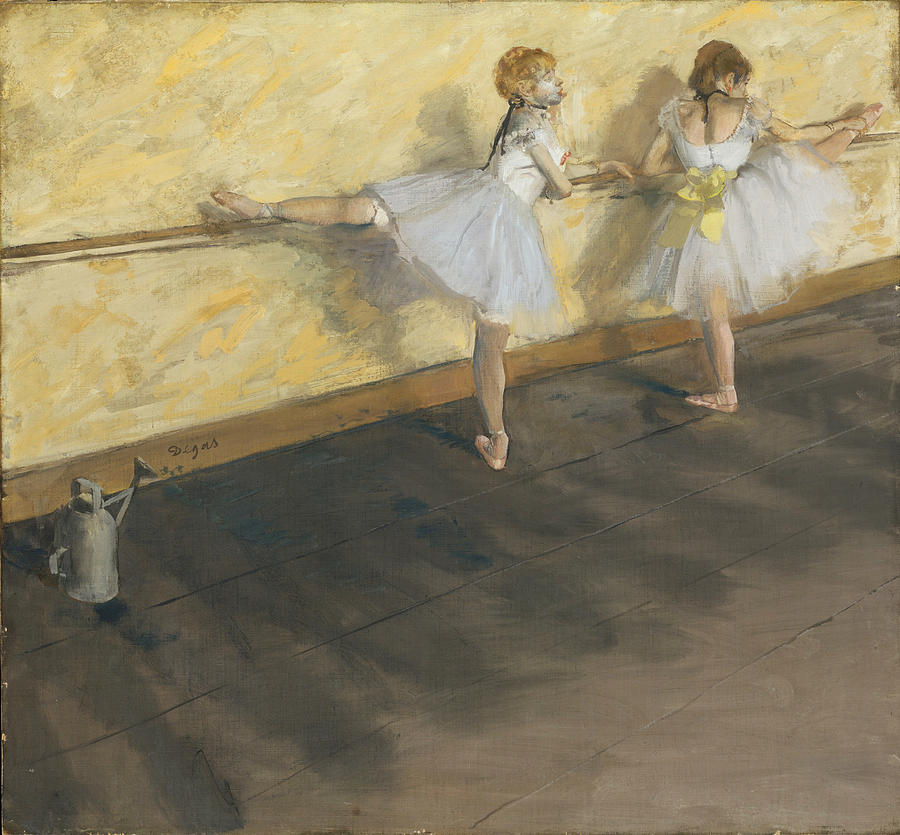 Dancers Practicing at the Barre Painting by Edgar Degas