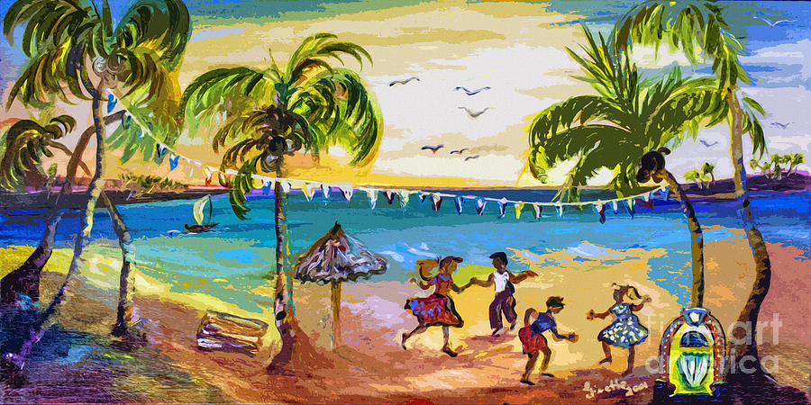 Dancin Shaggin at the Beach Painting by Ginette Callaway