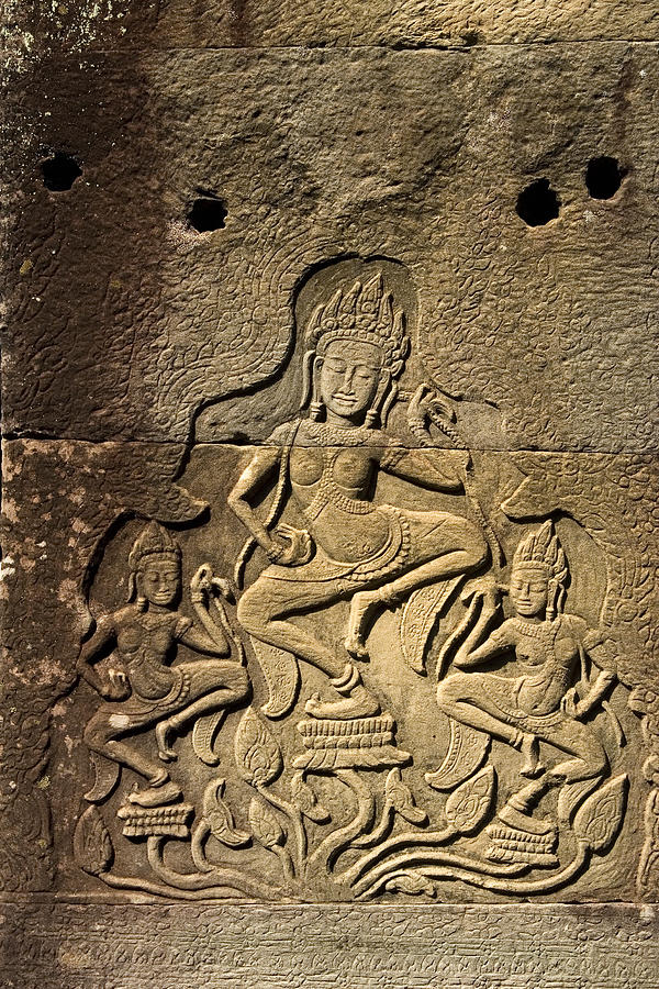 Dancing Apsaras Ancient Relief Photograph by Artur Bogacki