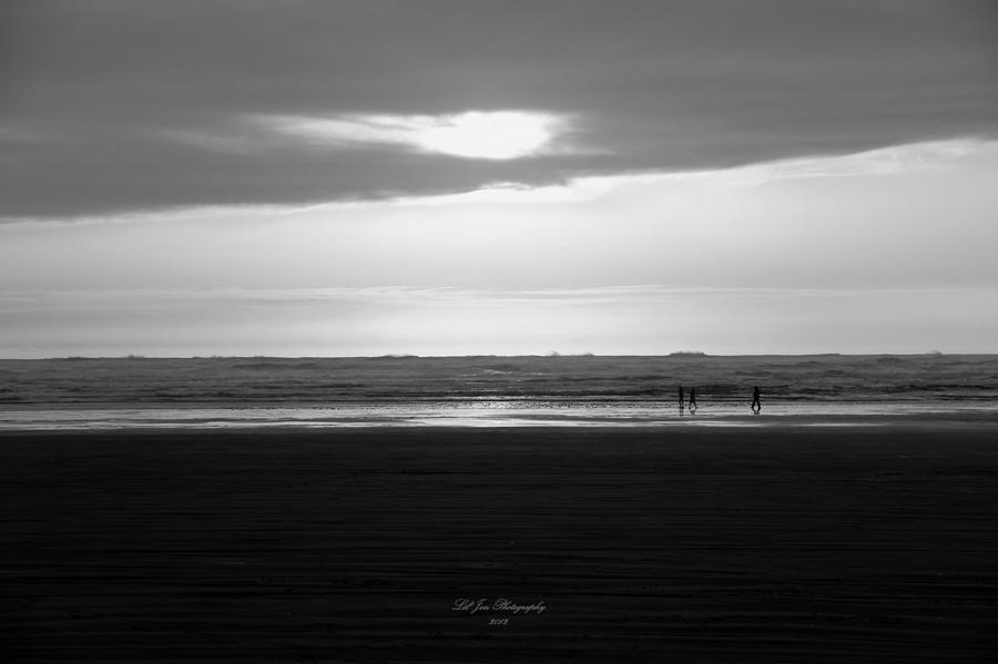 Sunset Photograph - Dancing At Sunset In Black and White by Jeanette C Landstrom