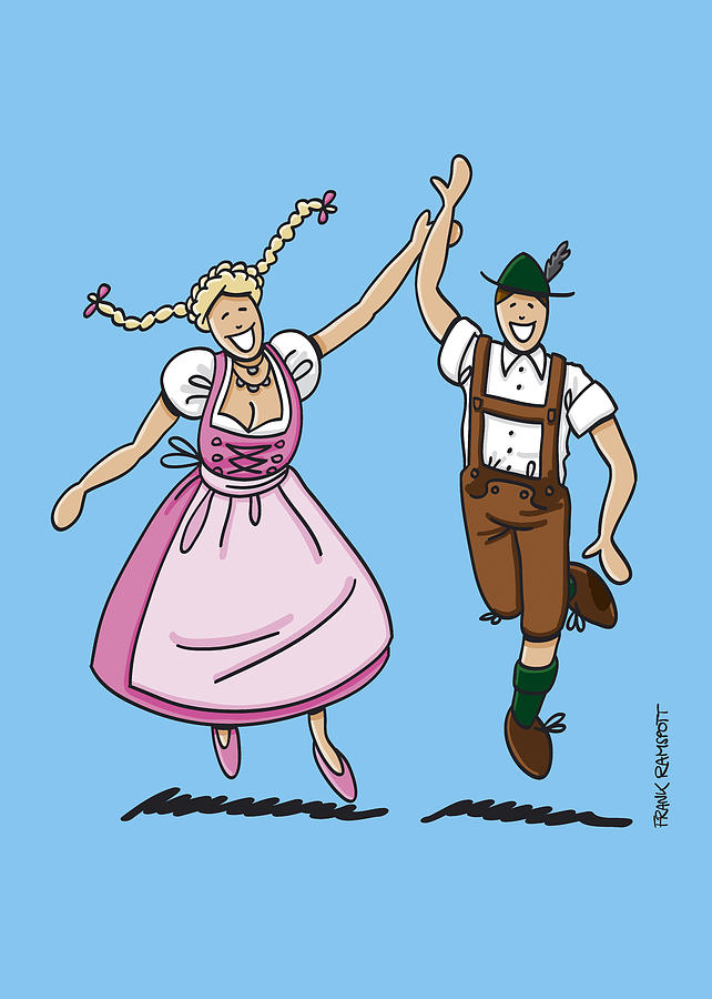 Munich Movie Digital Art - Dancing Couple With Dirndl And Lederhosen by Frank Ramspott