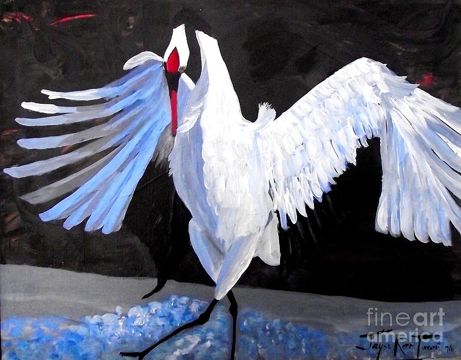Dancing Crane Painting by Jayne Kerr