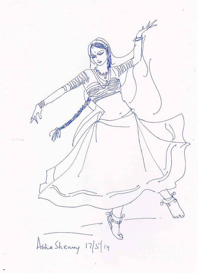 Dancing damsel Painting by Asha Sudhaker Shenoy
