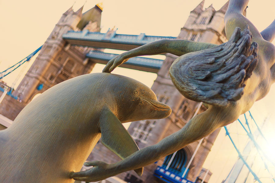 London Photograph - Dancing dolphin statue by Francesco Torquati Gritti