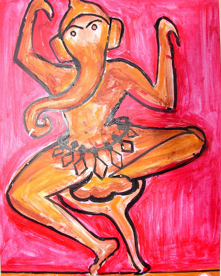 Dancing Ganesha-a3 Painting by Anand Swaroop Manchiraju