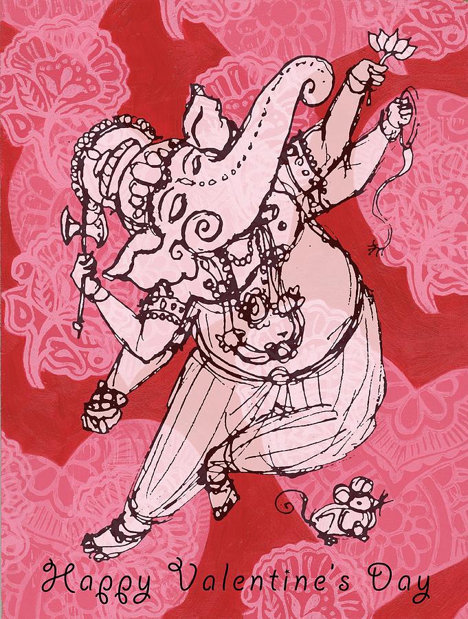 Dancing Ganesha Valentine  Mixed Media by Jennifer Mazzucco