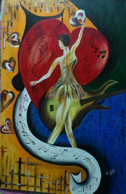 Music Painting - Dancing Girl by Sonam Shine
