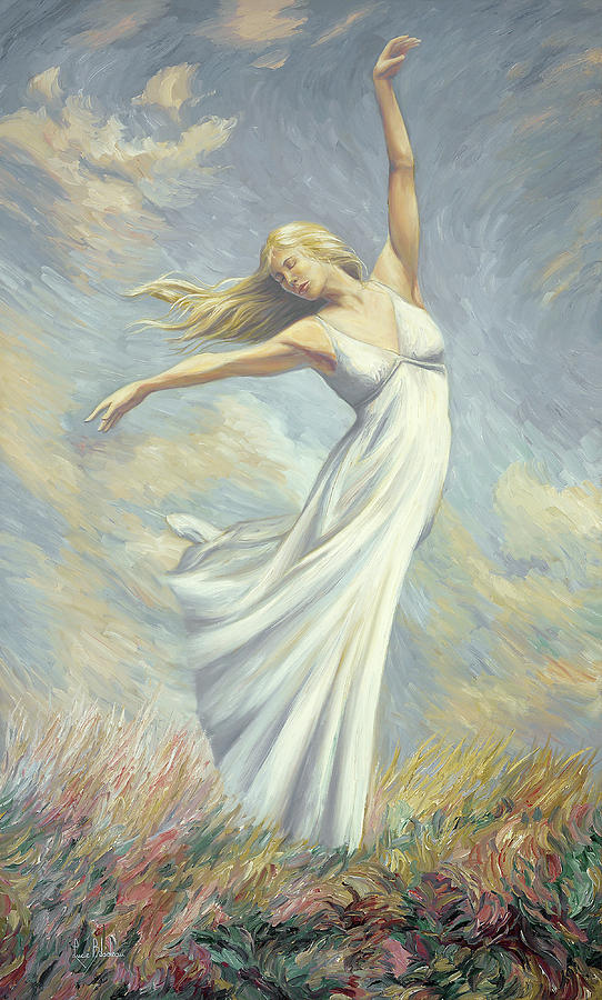 Dancing in Monets Field Painting by Lucie Bilodeau
