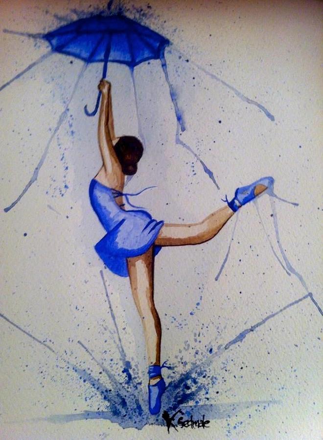 Umbrella Painting - Dancing in the rain by Kristine Sedmale