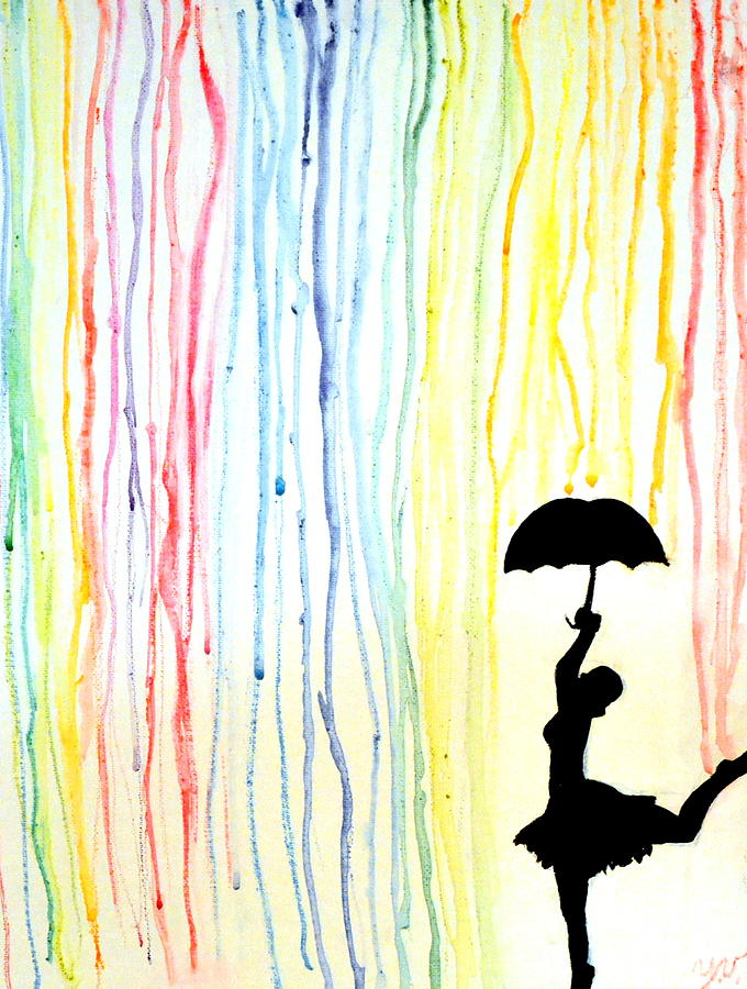 Crayon Painting - Dancing In The Rain by Yekaterina  Vikhrev