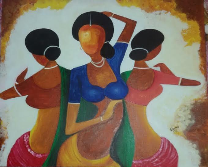Dancing Ladies Painting - Dancing Ladies by Rachna Chaturvedi