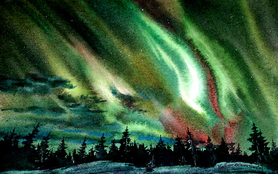 Dancing Lights Alaska Painting by Vladimir Zhikhartsev
