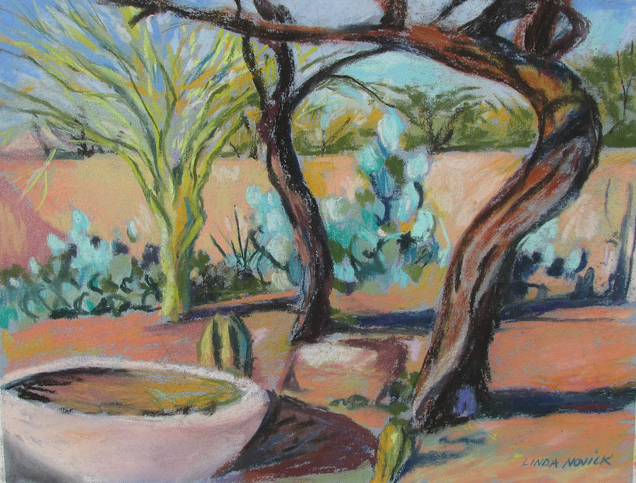 Dancing Mesquite Trees Painting by Linda Novick