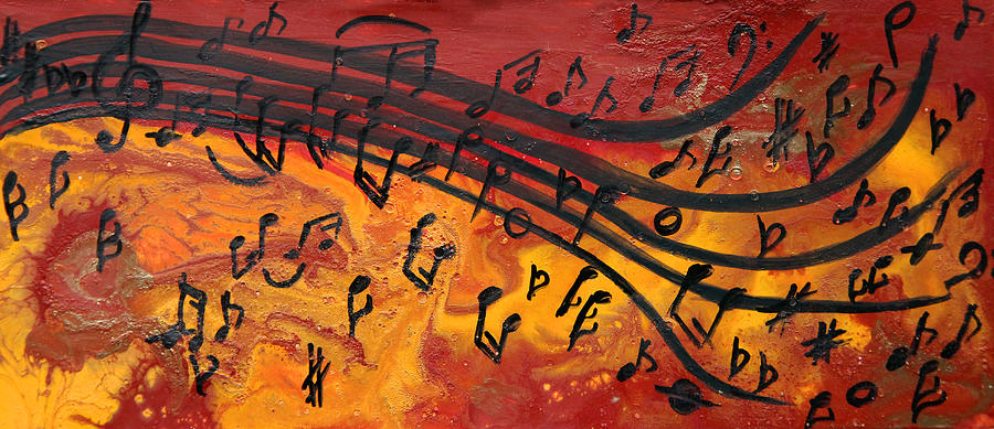Dancing Musical Notes Painting by Julia Apostolova