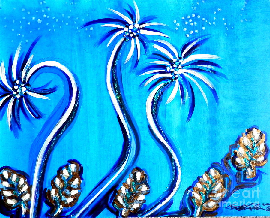 Dancing palms Painting by Barbara Leigh Art