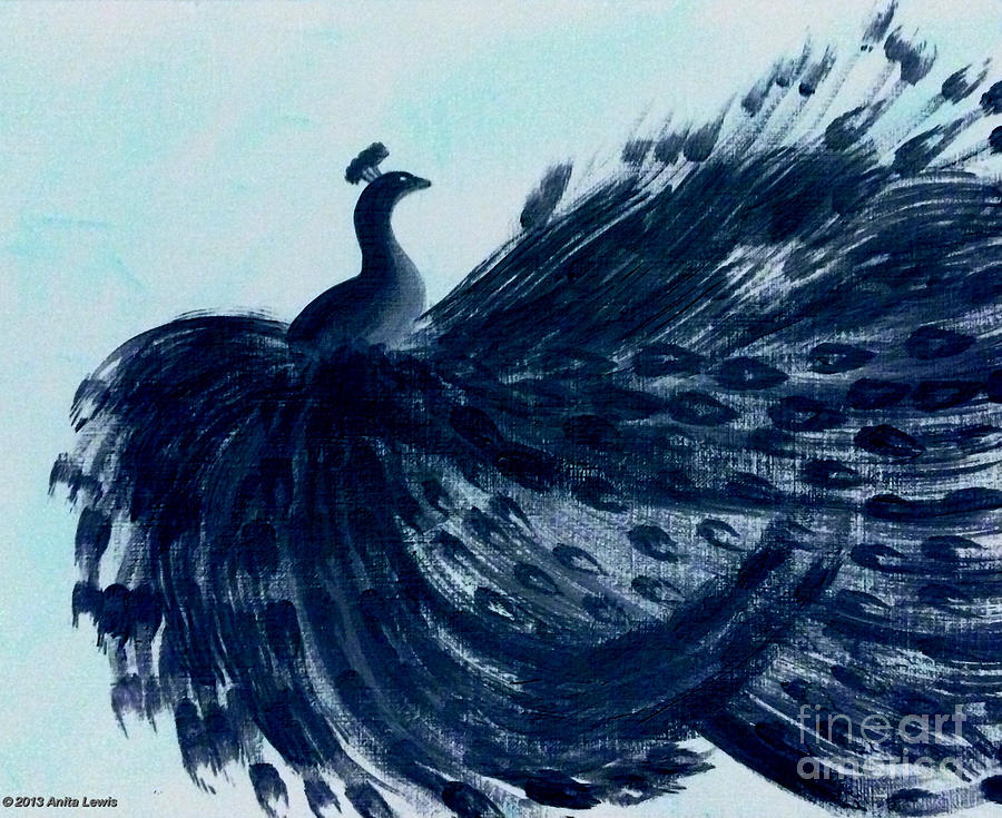 Dancing Peacock Aqua Digital Art