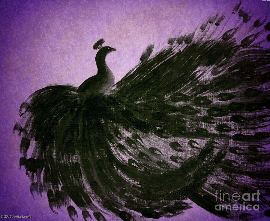 DANCING PEACOCK vivid purple Digital Art by Anita Lewis