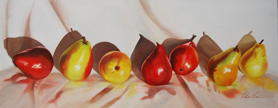 Pear Painting - Dancing Pears by Nancy Helm